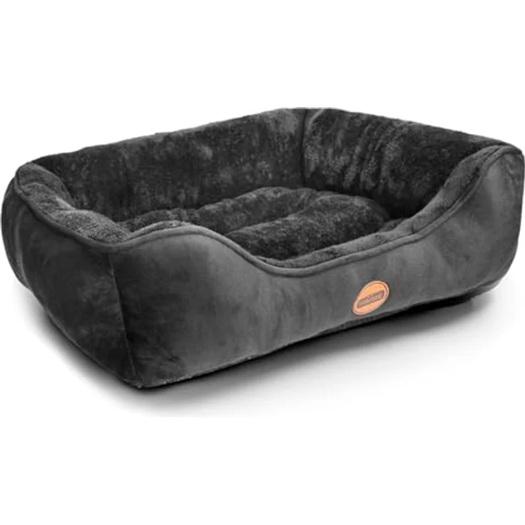 Nobleza Hundebett M, Rutschfester Hundekorb für Kleine und Mittelgroße Hunde und Katzen, Waschbar, Superweiche Faserfüllung, Schwarz, 67x57cm – Bild 1