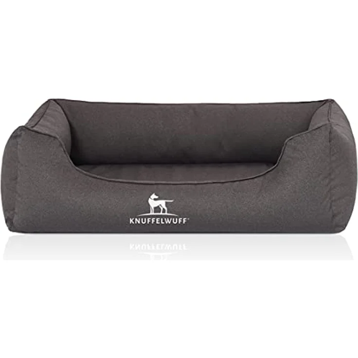 Knuffelwuff Hundebett Leon, orthopädisches Wasserabweisendes Veloursbett, 70 x 50 cm, anthrazit, abnehmbarer Bezug, waschbar, ideal für große, mittelgroße und kleine Hunde – Bild 2