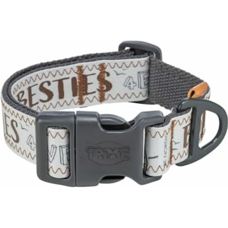 TRIXIE BE Nordic Halsband, extra breit, Größe S – M, Grau, robuste Markenqualität