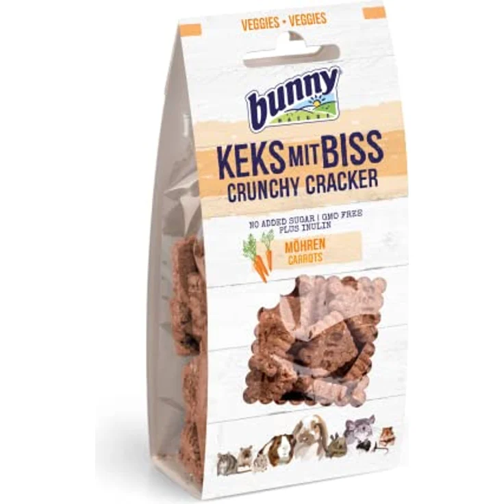 Bunny Keks mit Biss - Möhre, 50 g Ergänzungsfuttermittel für Nager zur Unterstützung des Blutzuckerspiegels, besonders knackig – Bild 1