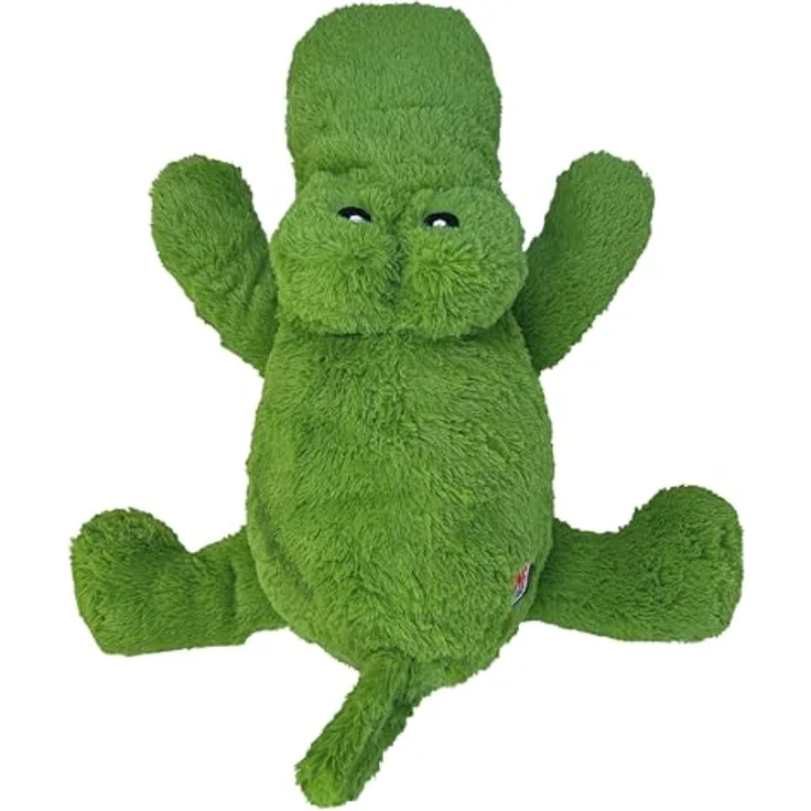KONG Cozie Ali Alligator, robustes Plüschkrokodil für Hunde, 2er Sparset, grün, 33 x 31 x 12 cm