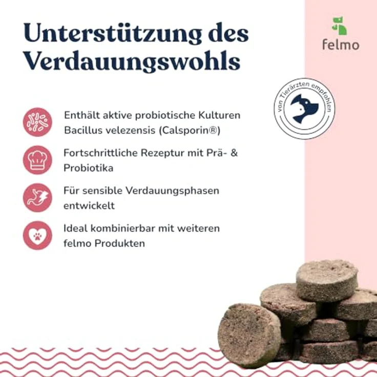 felmo Verdauung Pro (Probiotic) Snacks für Hunde, getreidefrei & zuckerfrei, 180g – Bild 3