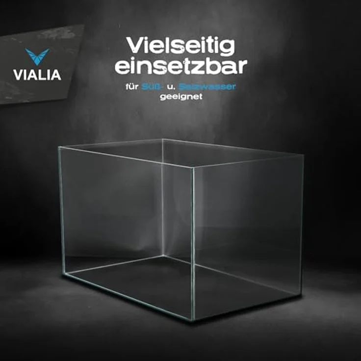 VIALIA Aquarium 12 Liter, Glasbecken 30x20x20 cm, stoßfest verklebt, diamantgeschliffene Kanten, kratzfestes Floatglas, ideal für Süß- & Salzwasser, für Fische, Garnelen & Wasserpflanzen – Bild 2
