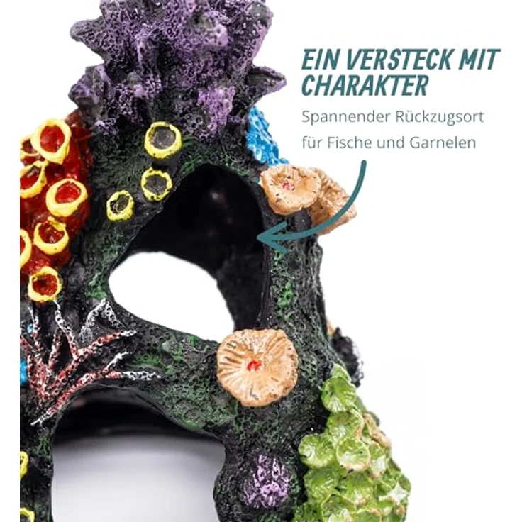 relaxdays Aquariendeko Korallenriff, detailreiche Aquarium-Dekoration aus ungiftigem Kunstharz, bunt, für Süß- und Salzwasserbecken, H 15 cm – Bild 6