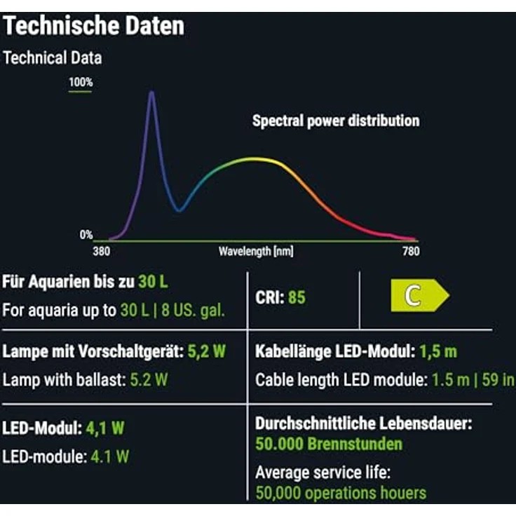 DENNERLE Trocal Style Two, LED Aquariumleuchte 6 Watt, Tageslicht (6500 K) mit einfachem Design und langer Lebensdauer – Bild 7