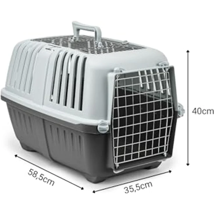 Lionto Transportbox aus Kunststoff mit Metalltür, für Hunde und Katzen bis 15 kg, B 35,5 x T 58,5 x H 40 cm, leicht, stabil, einfach zu reinigen – Bild 5