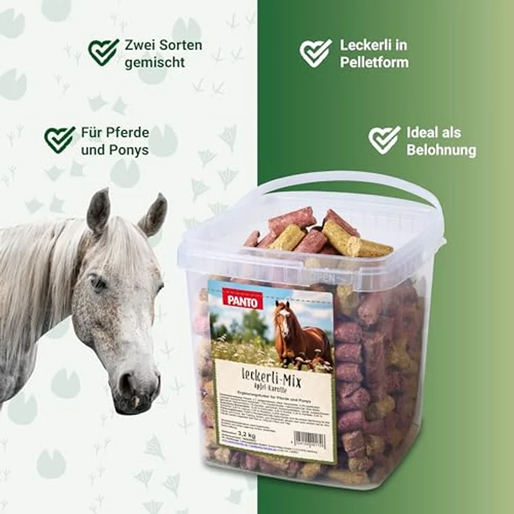 PANTO Leckerli Mix für Pferde Apfel & Karotte, 3,2 kg - Pelletform, schmackhafte Belohnung für Pferde und Ponys, zwei Sorten, Pferdefutter Ergänzung – Bild 2