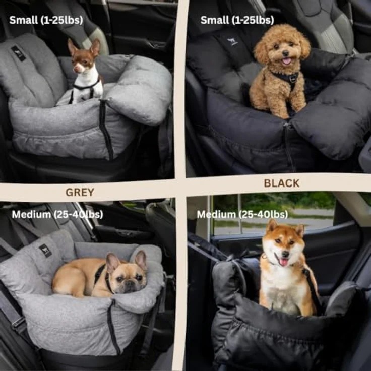 JACKO & CO V2 Premium Hundeautositz - Sitzerhöhung für Haustiere bis 20 kg, grau, mit abnehmbarem Bezug und Clip-On-Leine für mehr Sicherheit – Bild 5