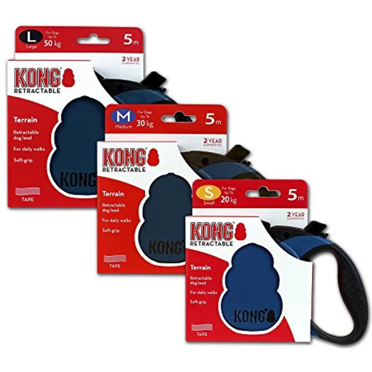KONG Terrain Hundeleine, einziehbar mit Softgrip-Griff und intuitivem Bremssystem, schwarz – Bild 3