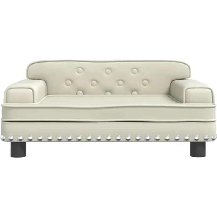 vidaXL Hundekorb Hundebett Creme 70x45x30 cm Kunstleder Körbchen Hundesofa – Bild 5