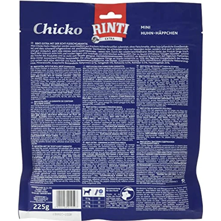 Rinti Extra Chicko Mini Huhn, 100% Huhnfilet, bekömmlich und luftgetrocknet, 3er Pack (3 x 225 g) – Bild 2