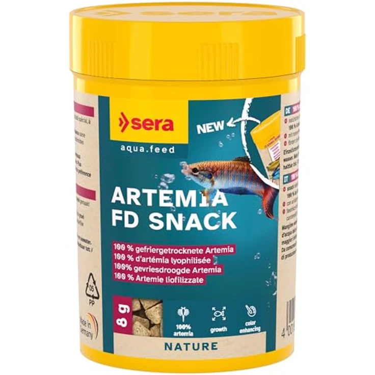 sera Artemia FD Snack 100 ml, gefriergetrocknete Salinenkrebse, hoher Proteinanteil, fördert Farbpracht und Gesundheit für Zierfische und Wirbellose – Bild 1