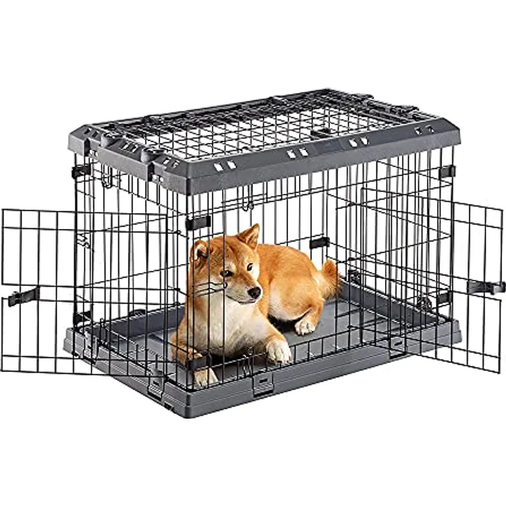 Ferplast Gabbia Cane Superior 75, Metall-Faltkäfig für kleine Hunde bis 12 kg, mit Trennwand und doppeltem Sicherheitsschloss, 77 x 51 x h 55 cm