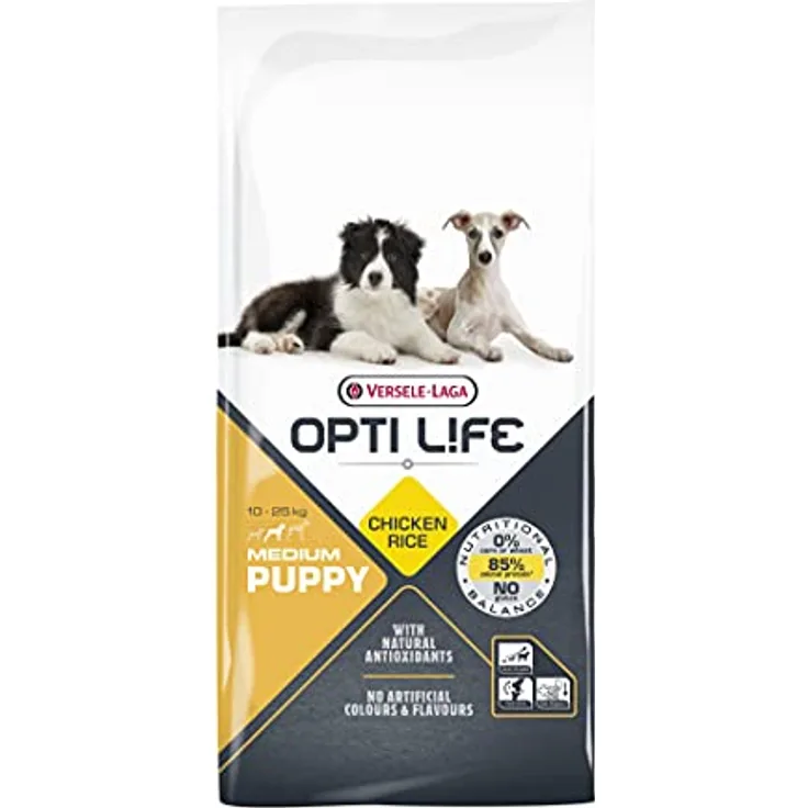 VERSELE-LAGA Opti Life Puppy Medium Trockenfutter für Welpen, hypoallergen, mit Huhn und Reis, 12,5 kg
