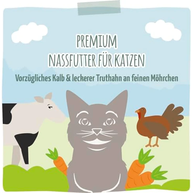 MjAMjAM Premium Nassfutter für Katzen Quetschie, getreidefrei mit Kalb & Truthahn und Möhrchen, 1 x 125 g, hoher Fleischanteil – Bild 5