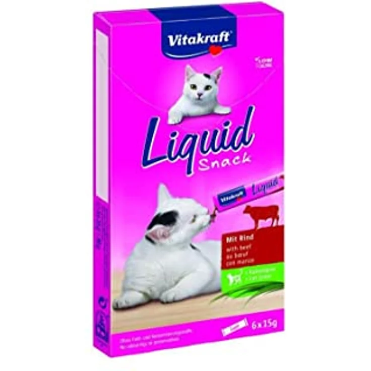 Vitakraft Cat Liquid Snack Rind, Katzensnack mit 11 x 90g, gelartige Konsistenz und Inulin zur Unterstützung der Darmflora – Bild 2