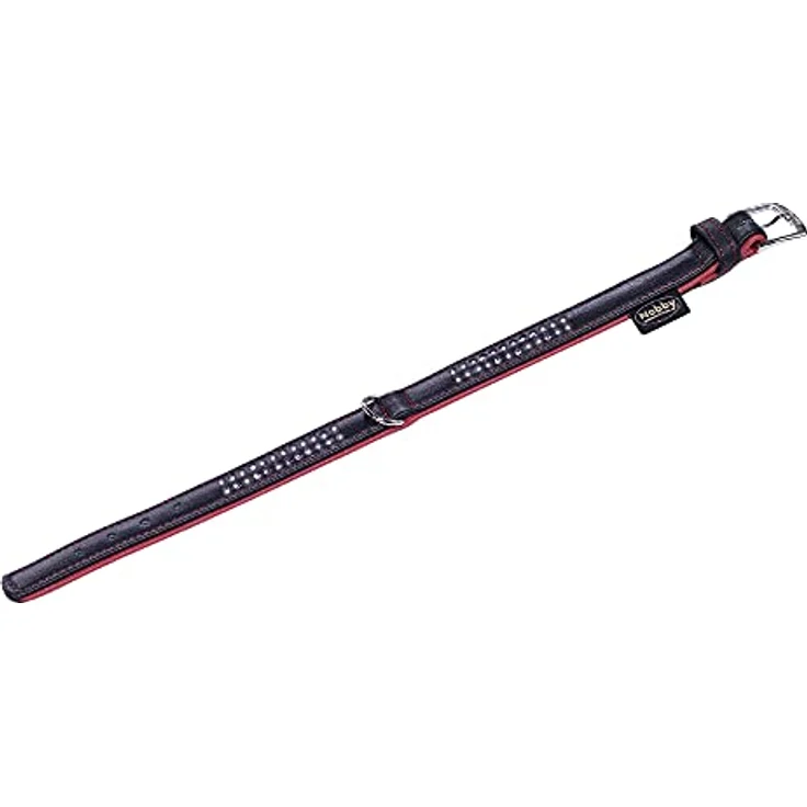 Nobby Halsband PACIFIC DELUXE zweireihig, rot, geschmeidiges Rindsleder, genäht, L: 37cm, (30-35cm) B: 17/19mm, 1 Stück – Bild 2