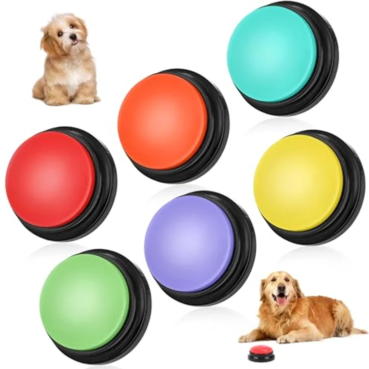 Gaethra 6er-Set Buzzer mit Aufnahmefunktion, 30 Sekunden Aufnahme & Sound, Hundetraining, Intelligenzspielzeug für Hunde in 6 Farben – Bild 1