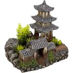 Nobby Aqua Ornaments ASIATISCHER TEMPEL, detailgetreue Polyresin Dekoration für Süss- und Meerwasseraquarien mit Pflanzen