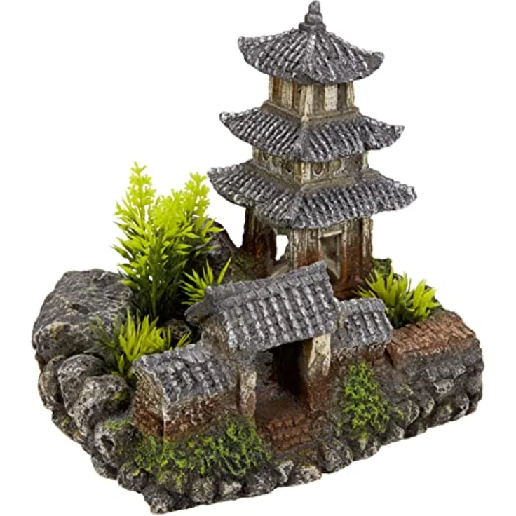 Nobby Aqua Ornaments ASIATISCHER TEMPEL, detailgetreue Polyresin Dekoration für Süss- und Meerwasseraquarien mit Pflanzen