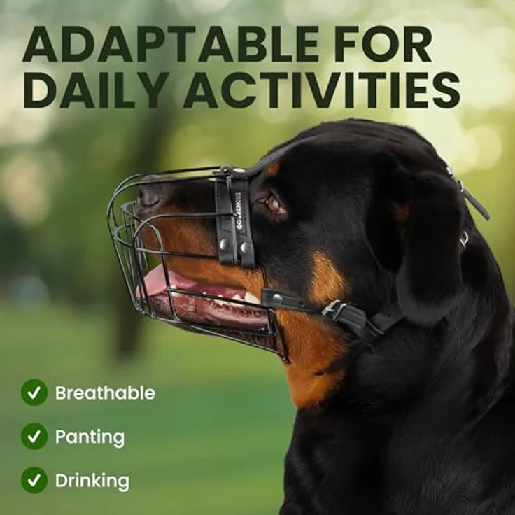 BRONZEDOG Hundemaulkorb für Große Hunde, Verstellbar, Robustes PVC/Metalldrahtkorb mit Lederbändern, Atmungsaktiv und Trinkfähig, 34 cm Umfang, Ideal für Rottweiler – Bild 4