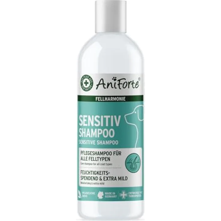 AniForte Fellharmonie Hundeshampoo Sensitiv mit Aloe Vera, 200ml - Pflegeshampoo für sensible Hunde, frei von Farbstoffen & Parfum, für leicht kämmbares Fell und vitale Haut