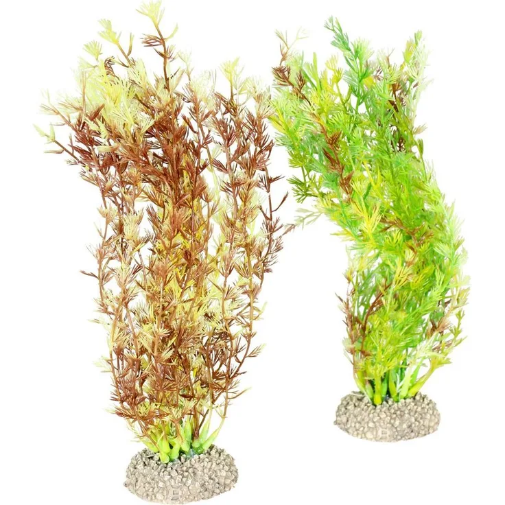 EBI Aqua Della Egeria Densa Set M, künstliche Aquarienpflanze mit flexiblem Kunststoff und stabilem Harzfuss, für Süss- und Salzwasseraquarien