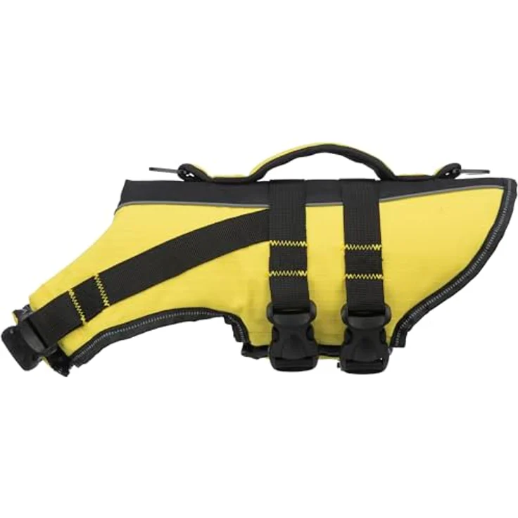 TRIXIE Hunde-Schwimmweste M: 45 cm (bis 30 kg) neon-gelb – schnell trocknende Rettungsweste mit Rettungsgriff für Sicherheit bei Wasseraktivitäten – Bild 1