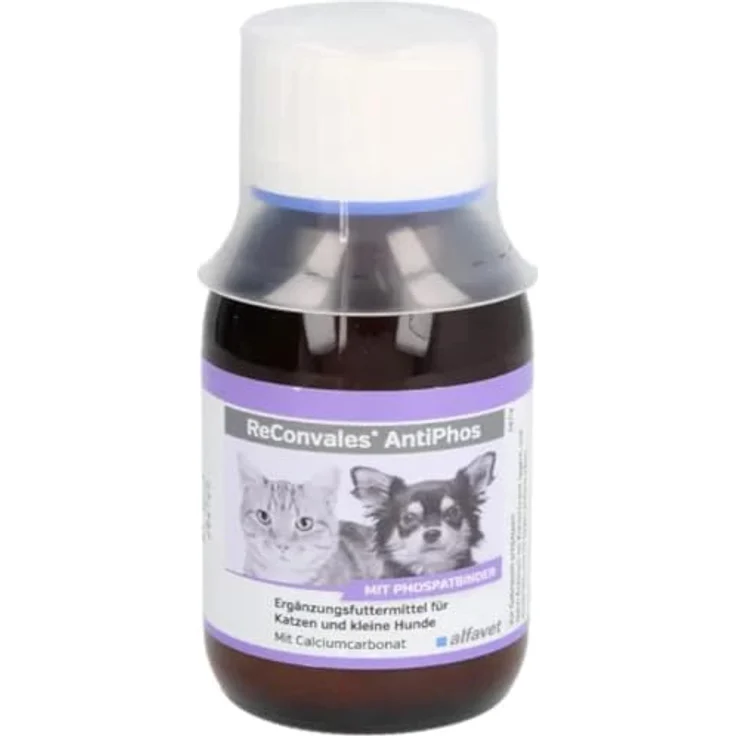 Alfavet ReConvales AntiPhos, Ergänzungsfuttermittel für Katzen und kleine Hunde, 3 x 90 ml, mit Phosphatbinder und Calciumcarbonat zur Nierenunterstützung – Bild 4