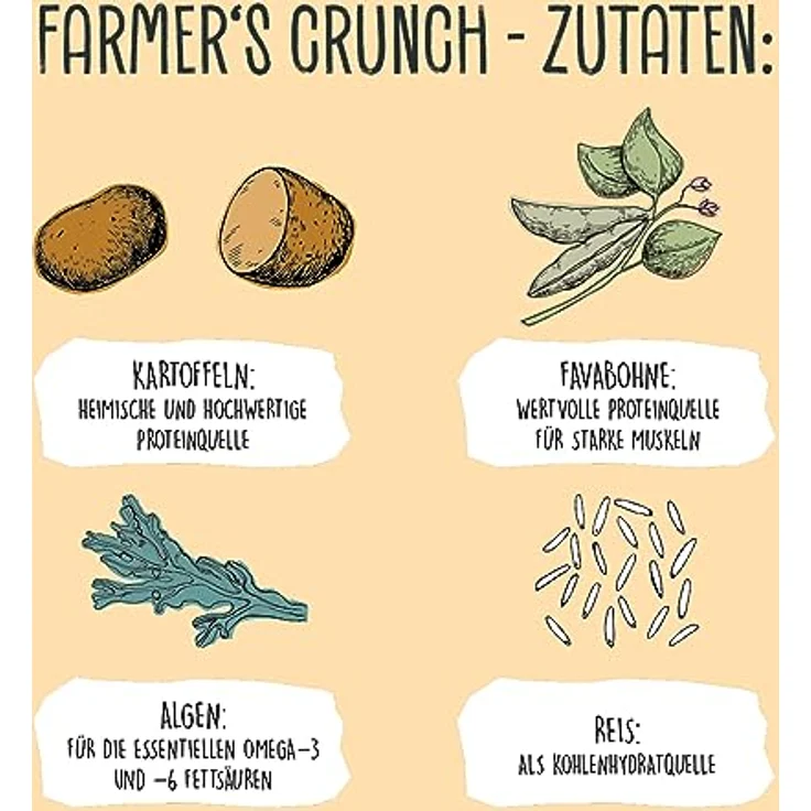 VEGDOG Farmer's Crunch, veganes Trockenfutter für Hunde mit Kartoffel und Favabohne, getreidefreies Alleinfutter für Allergiker, 2kg – Bild 4