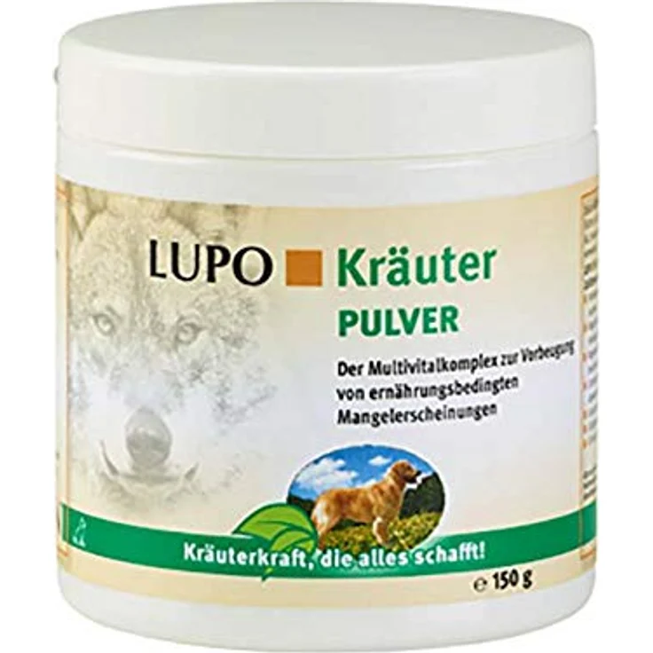 Luposan Kräuterpulver, Hunde Nahrungsergänzungsmittel zur Förderung der Nährstoffaufnahme, 150g – Bild 1