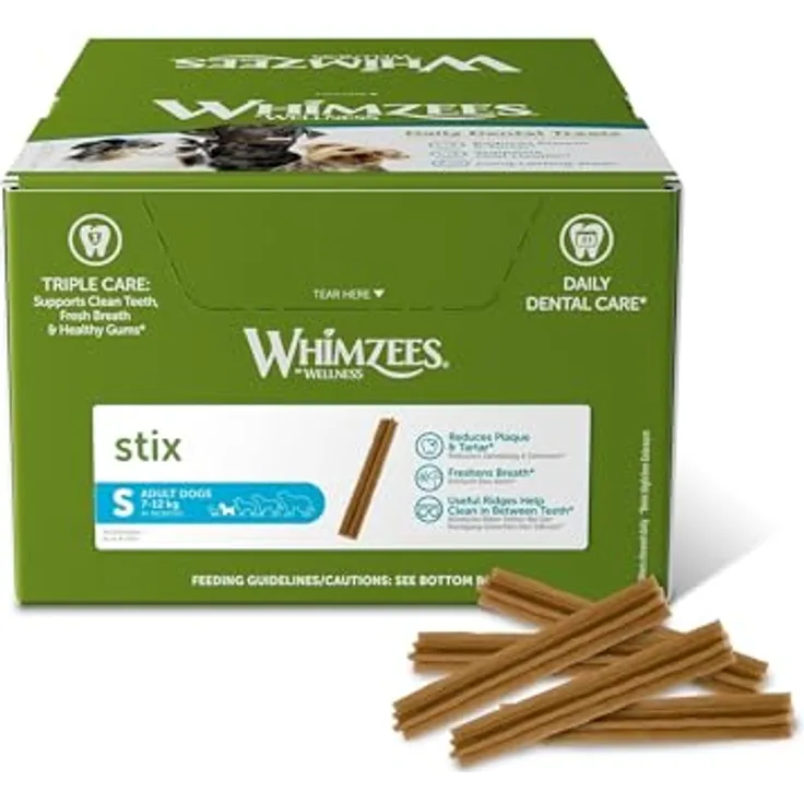 WHIMZEES Stix Größe S, glutenfreie vegetarische Hundesnacks zur Plaque- und Zahnsteinbeseitigung, 150 Stück im Display (1 x 2.25 kg)
