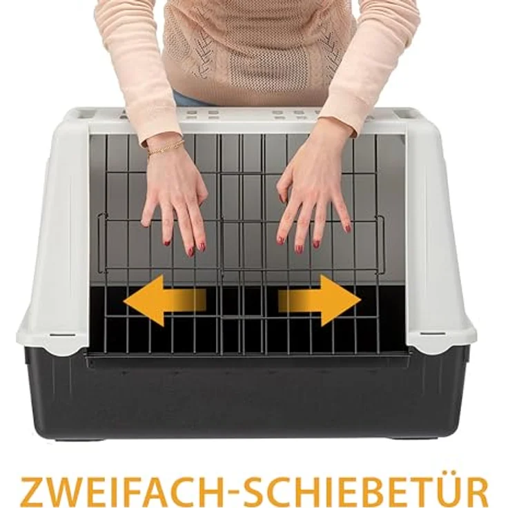 Ferplast Autotransportbox Atlas Car, Hunde-Transportbox mit abnehmbaren Gittertüren, grau, B 72 x T 41 x H 51 cm – Bild 6