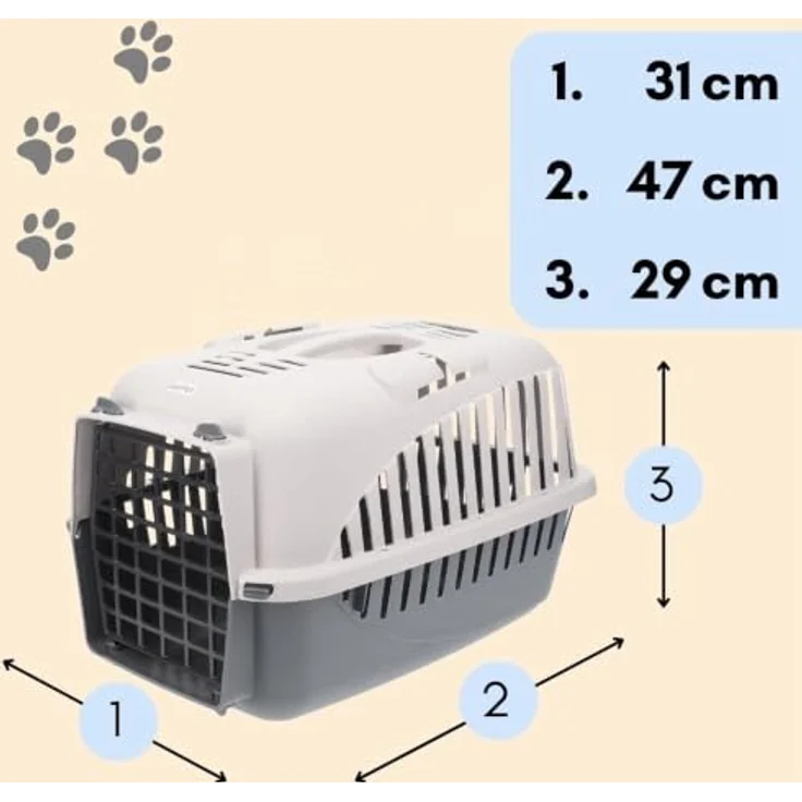 GarPet Tiertransportbox 2er Set, graue Katzentransportbox und Hundebox für Auto mit Sicherheitsgurt und optimaler Belüftung, für Tiere bis 8 kg – Bild 2