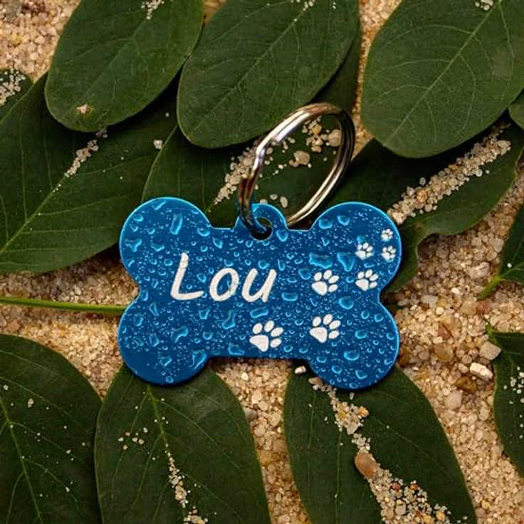 Unikat Branding Hundemarke Personalisiert im Doppelpack, Beidseitig Gravierbar mit Name, Telefonnummer & Adresse, Robuste Aluminiumlegierung, Knochenform – Bild 4