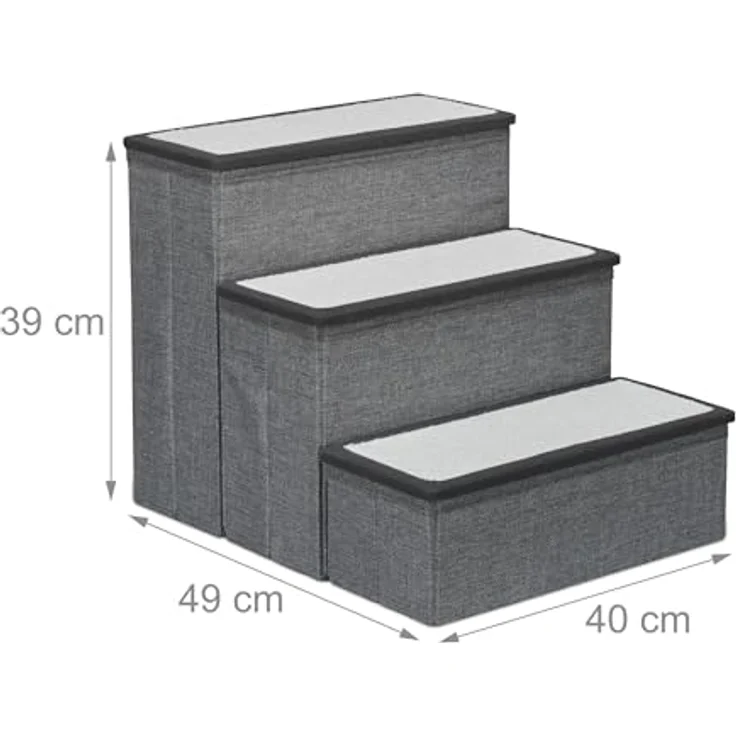 relaxdays Haustiertreppe Faltbare Hundetreppe 3 Stufen (1-St), Grau-WeiÃ, Ideal fÃ¼r kleine und Ã¤ltere Tiere, mit Stauraum – Bild 5