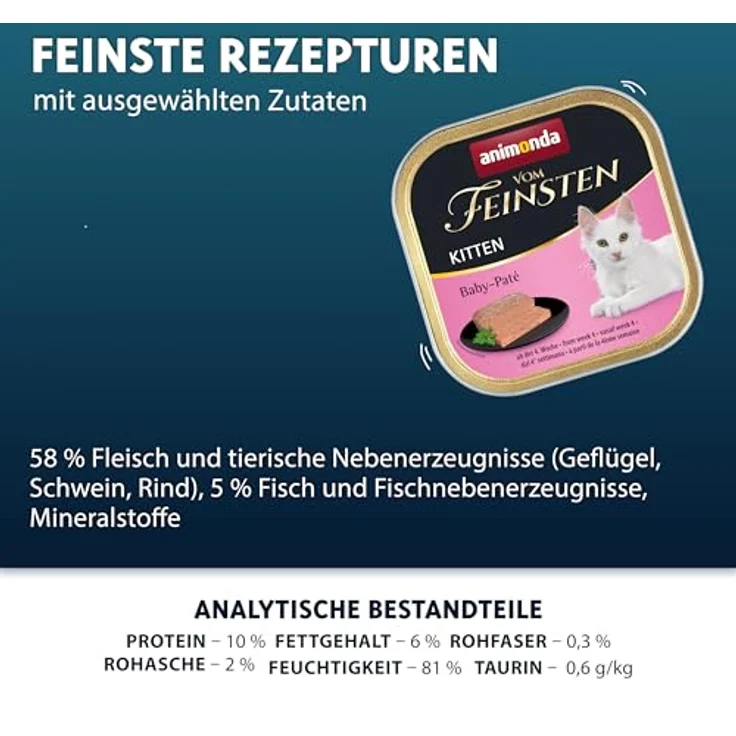 animonda Vom Feinsten Kitten Baby-Paté, 32 x 100 g, Nassfutter ohne Getreide und Zucker für Kätzchen ab der 4. Woche, zart-cremige Konsistenz – Bild 3
