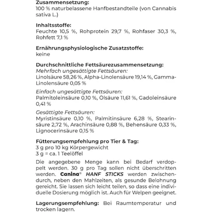 Canina Pharma Hanf Sticks, 500 g, gesunde Hundesnacks mit ungesättigten Fettsäuren und ausgewogenem Aminosäuremuster – Bild 3