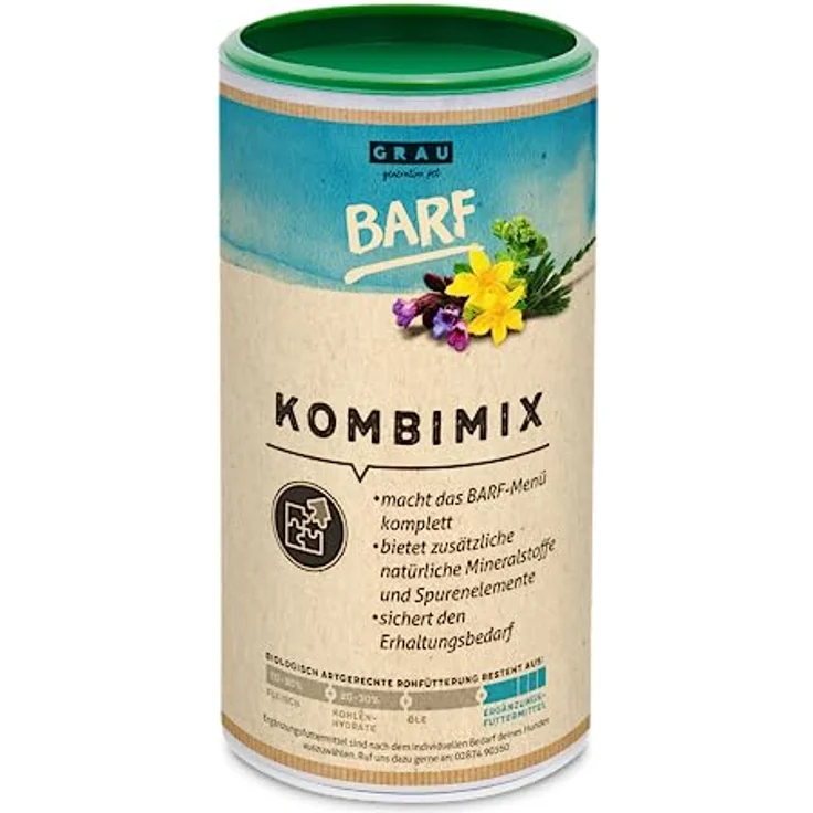 GRAU BARF-KombiMix, Komplettmischung zur natürlichen Rundumversorgung für Hunde, 1 x 700 g, Ergänzungsfuttermittel