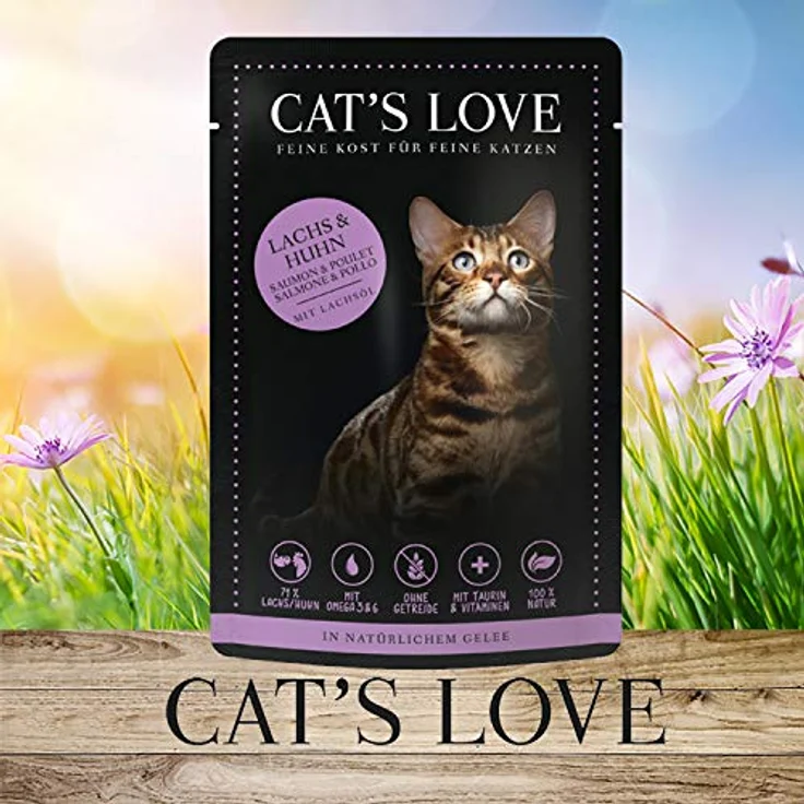Cat's Love Nassfutter Lachs und Huhn, 12x85g mit Petersilie und Lachsöl, Proteinreiche Mischung – Bild 3