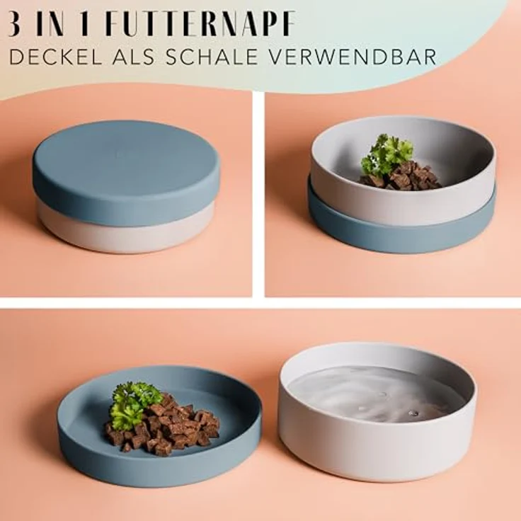ne&no® Silikon Hundenapf 1200 ml mit Deckel, rutschfest und luftdicht, ideal für kleine und mittelgroße Hunde, Futternapf Set – Bild 2