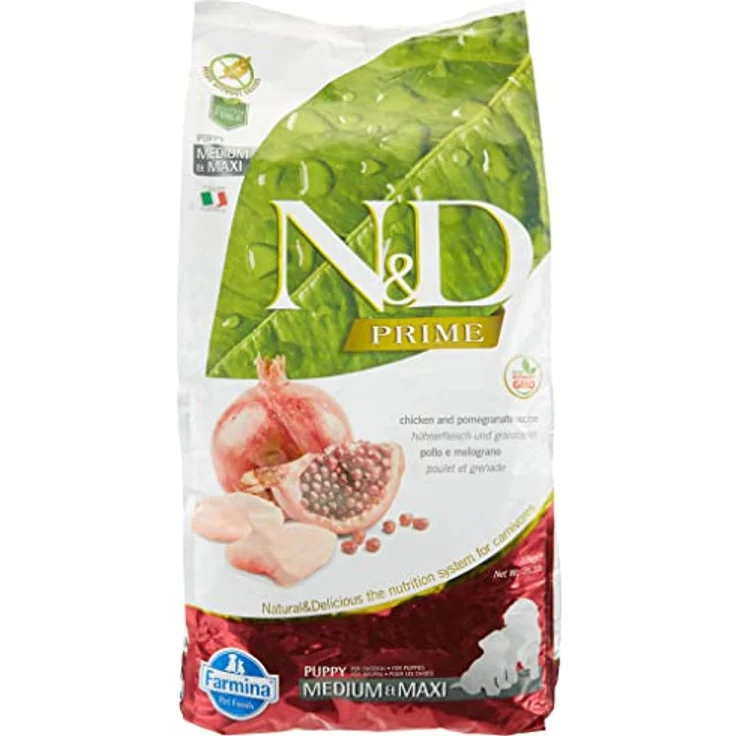 Farmina N&D Prime Puppy Medium Pellets Hundefutter, Trockenfutter mit Huhn und Granatapfel, reich an Vitaminen und natürlichen Antioxidantien, ohne Mais, 12 kg – Bild 1