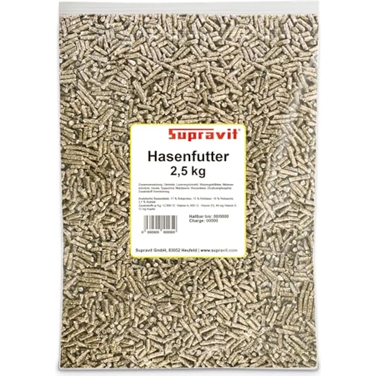 Supravit Hasenfutter & Kaninchenfutter 2,5kg - Alleinfutter für Zwergkaninchen, ideal für Zucht und Aufzucht, hochwertige Nährstoffe aus deutscher Herstellung – Bild 1