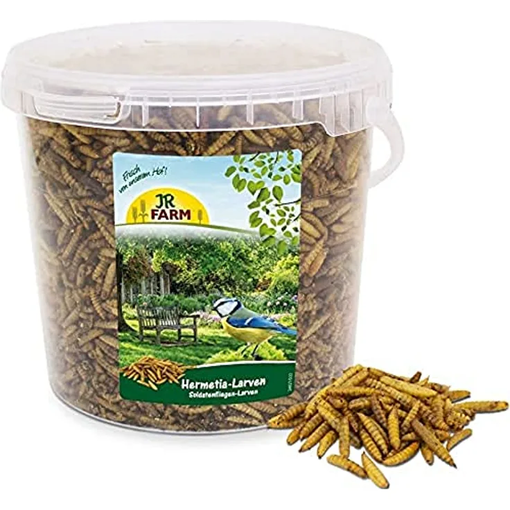 JR FARM Garden Hermetia/Soldatenfl.-Larven Eimer 400 g, natürliches Vogelfutter mit hohem Eiweißgehalt, made in Germany