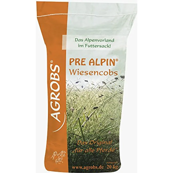 Agrobs Pre Alpin Wiesencobs, Pferdefutter (100% Heuersatz) für alle Pferde und Ponys, 1 x 20000 g