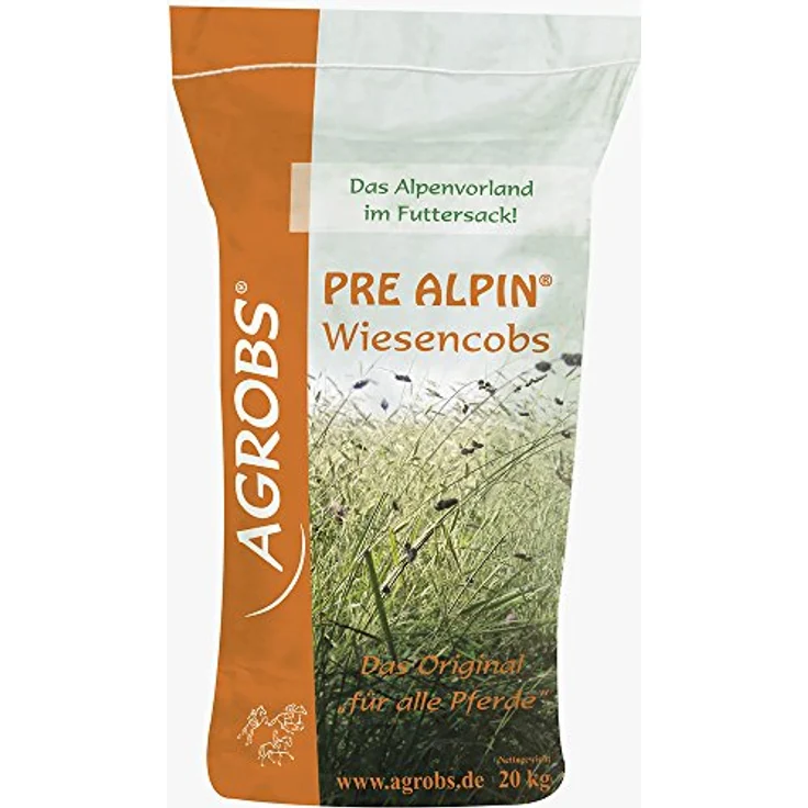 Agrobs Pre Alpin Wiesencobs, Pferdefutter (100% Heuersatz) für alle Pferde und Ponys, 1 x 20000 g