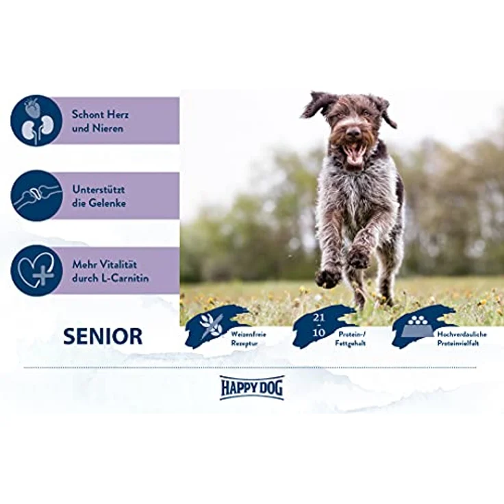Happy Dog fit & vital Senior, 12 kg Hundefutter für ältere Hunde, mit L-Carnitin, ohne Gentechnik, weizenfrei – Bild 2