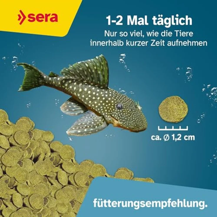sera Pleco Chips 250 ml (92 g), Wels Futtertabletten für gesunde Bodenfische mit hoher Futterverwertbarkeit, Fischfutter für Aquarien, Made in Germany – Bild 2