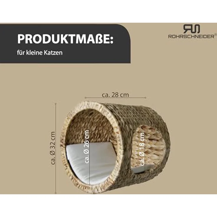 Rohrschneider Katzen-Kletterwand Katzenhöhle mit Schlafhöhle Wandbett für Katzen - Wandmontage in Wasserhyazinthe – Bild 4