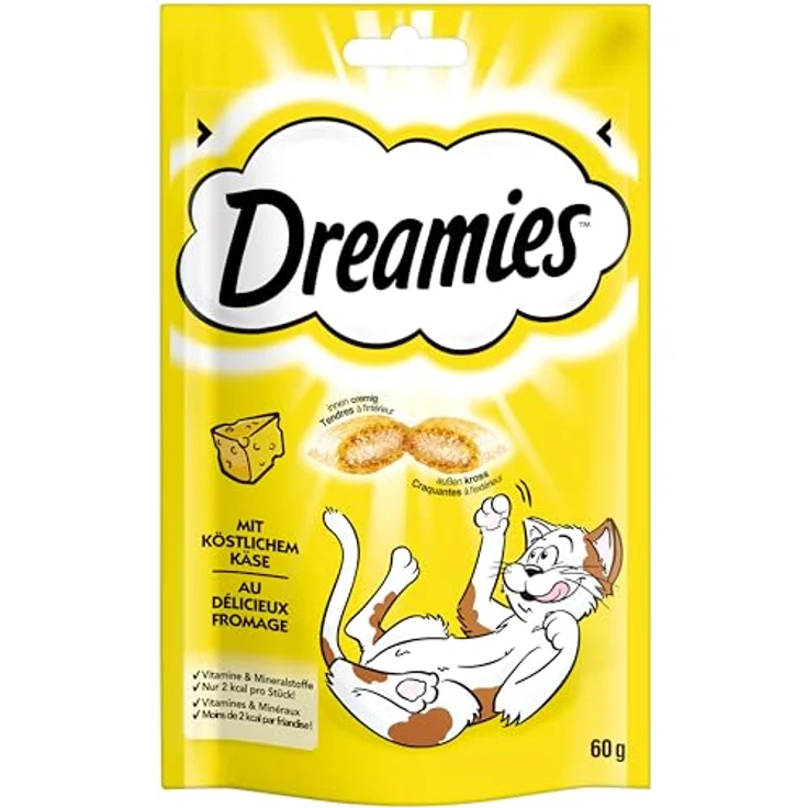 Dreamies Katzensnack mit Käse, 6x60g, ohne künstliche Aromastoffe für Katzen aller Lebensphasen – Bild 2